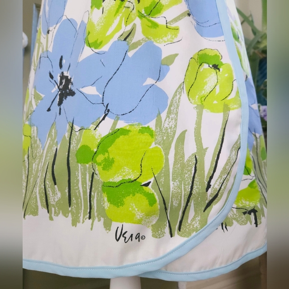 Reversible Wrap Skirt Handmade Vera Neumann Fabric 60s Floral Prints One Size - Picture 6 of 16